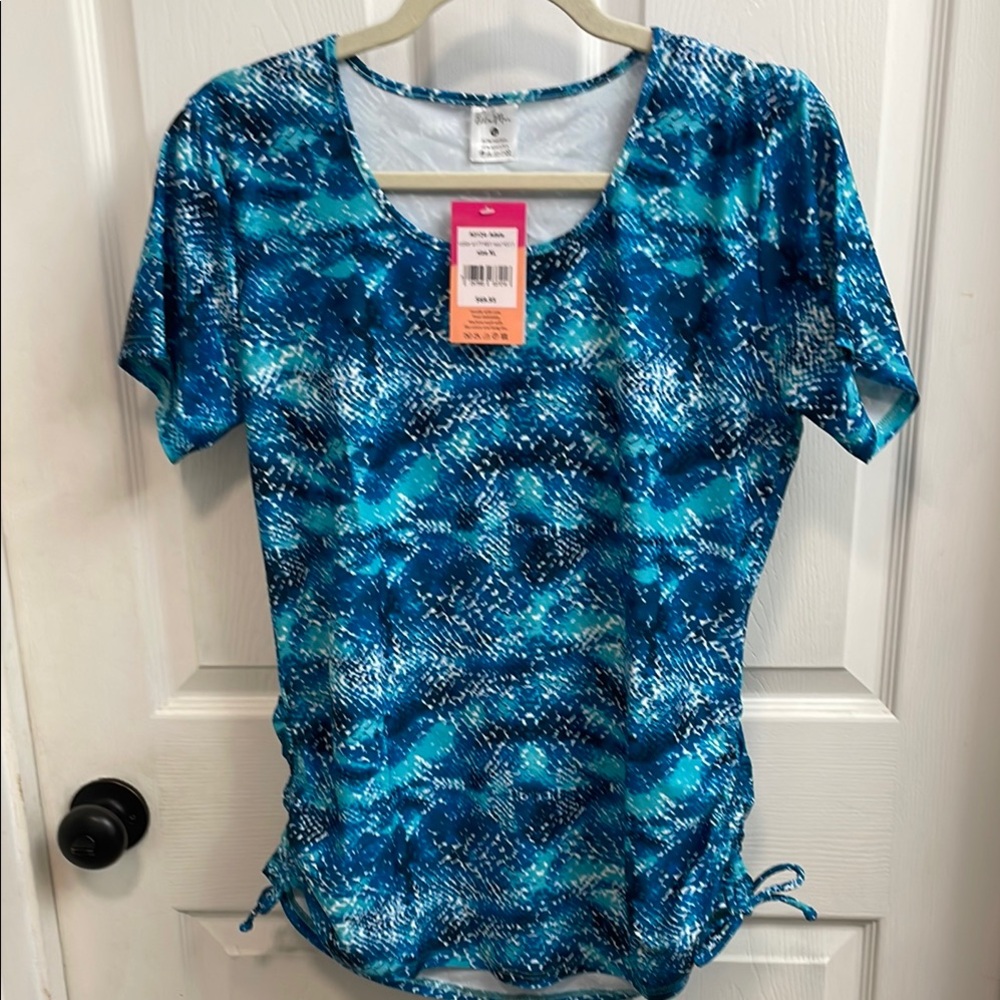 NWT Women’s Blue Patterned Swim Top